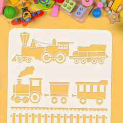 Train Graphics Stencil 30x30cm Reusable Train Engines Pattern Drawing Stencil