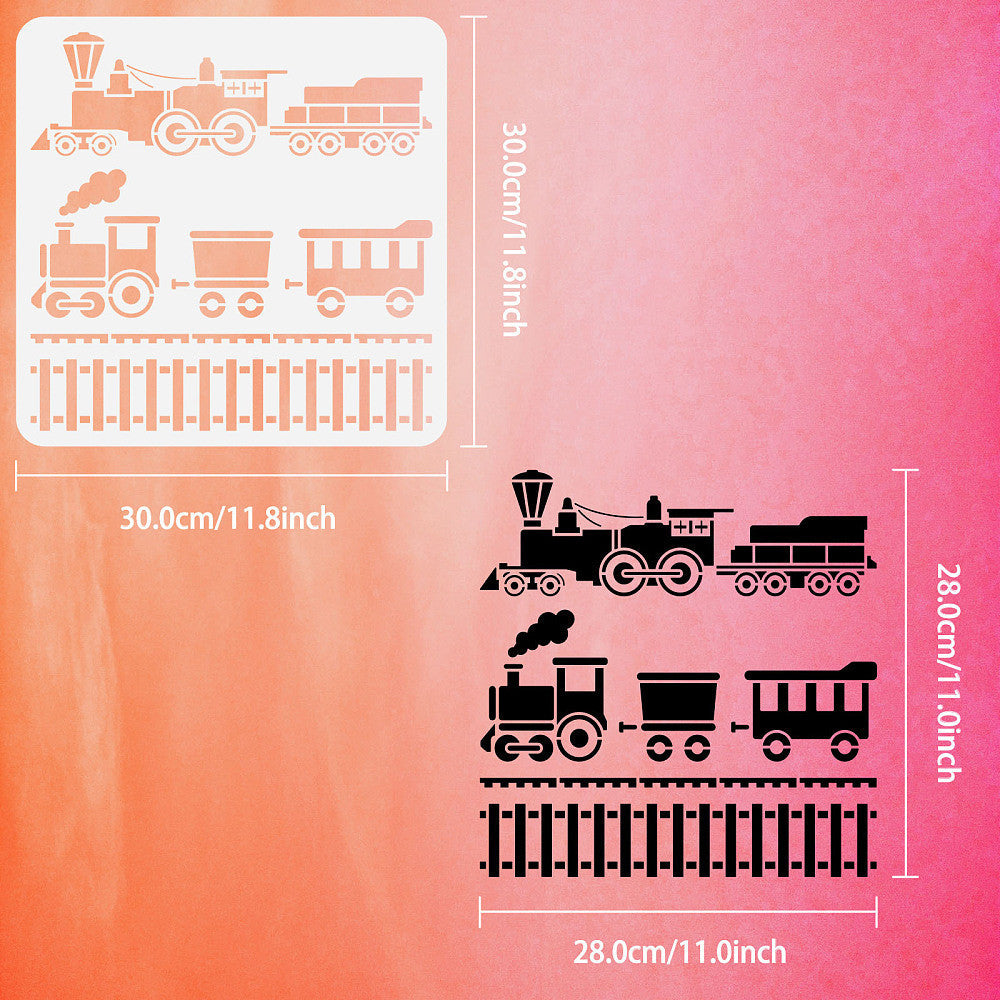 Train Graphics Stencil 30x30cm Reusable Train Engines Pattern Drawing Stencil
