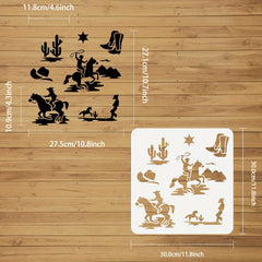 Cowboy Theme Stencils 30x30cm for DIY Scrapbook and Art Projects