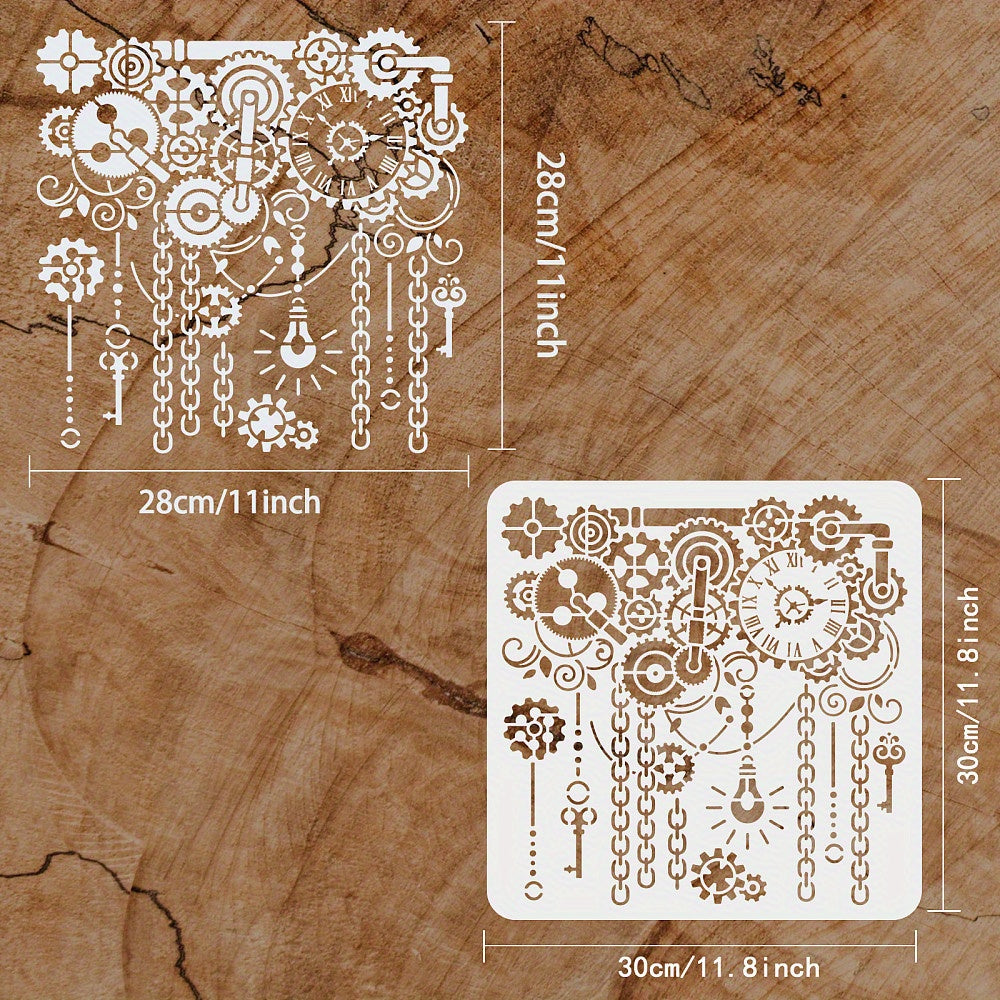 Steampunk Gear & Clock Stencil 29 Reusable Template for DIY Crafts