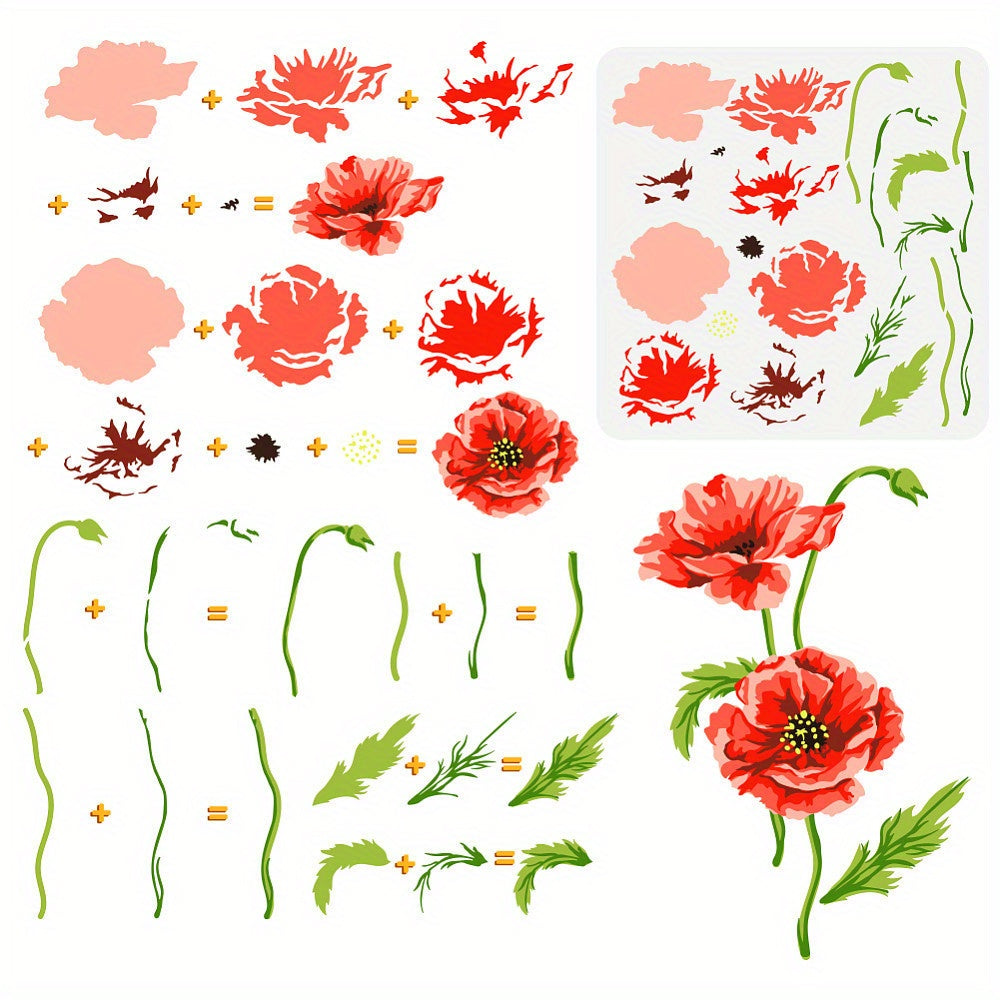 PVC Hollow Out Stencils DIY Scrapbooking Flower 30x30cm