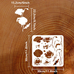 PVC Hollow Out Stencils DIY Scrapbooking Flower 30x30cm