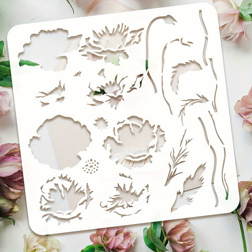 PVC Hollow Out Stencils DIY Scrapbooking Flower 30x30cm