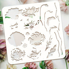 PVC Hollow Out Stencils DIY Scrapbooking Flower 30x30cm