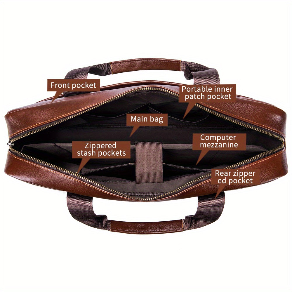 Men's Cowhide Leather Briefcase Computer Bag