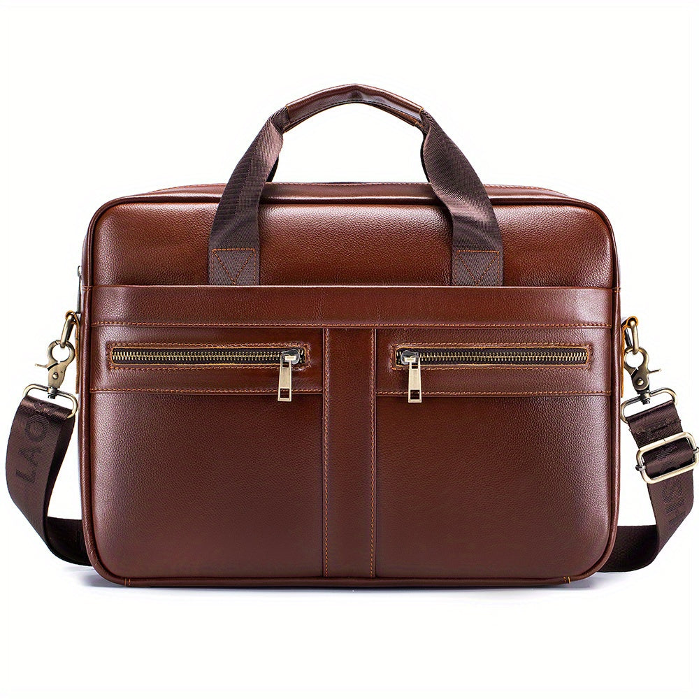 Men's Cowhide Leather Briefcase Computer Bag