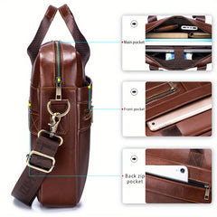 Men's Cowhide Leather Briefcase Computer Bag