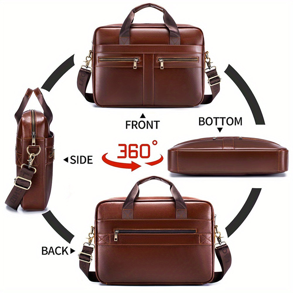 Men's Cowhide Leather Briefcase Computer Bag