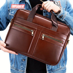 Men's Cowhide Leather Briefcase Computer Bag