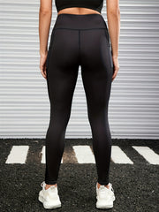 Mesh Insert Sports Leggings Pockets High Stretch Yoga Tights Women's Activewear