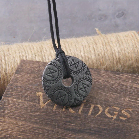 Gray Viking Rune Pendant Necklace for Men Gift