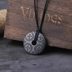 Gray Viking Rune Pendant Necklace for Men Gift