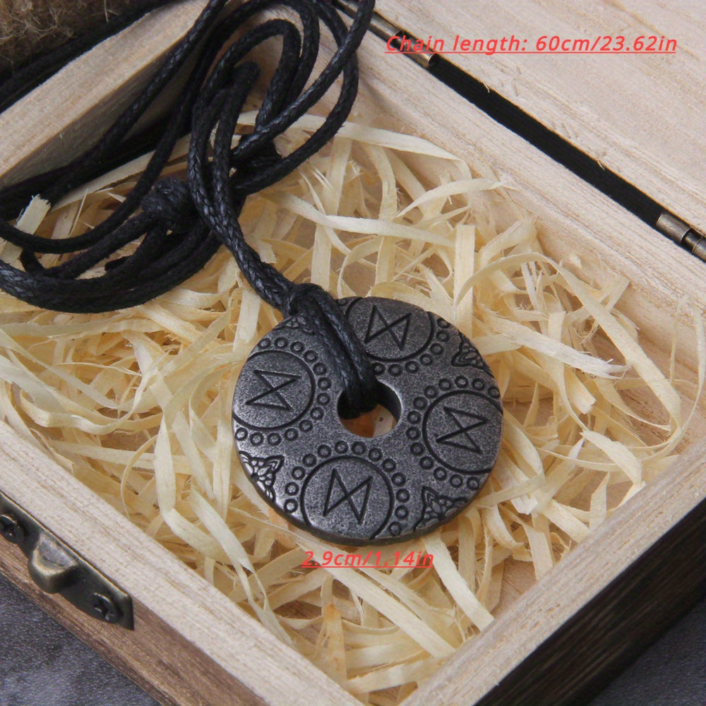 Gray Viking Rune Pendant Necklace for Men Gift