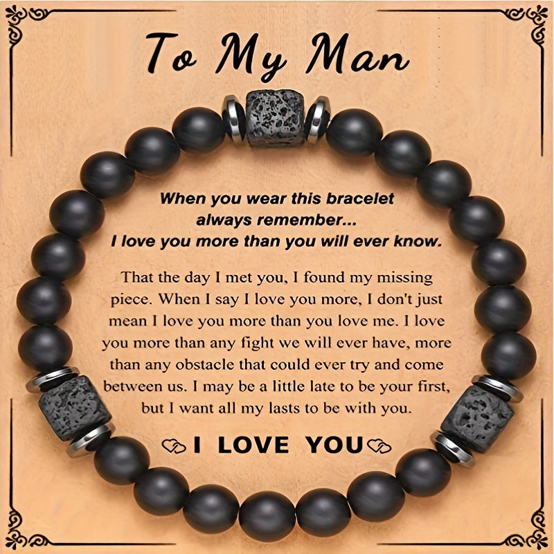 Adjustable Beaded Bracelet for Men Fashionable Stretch Band Ideal Gift