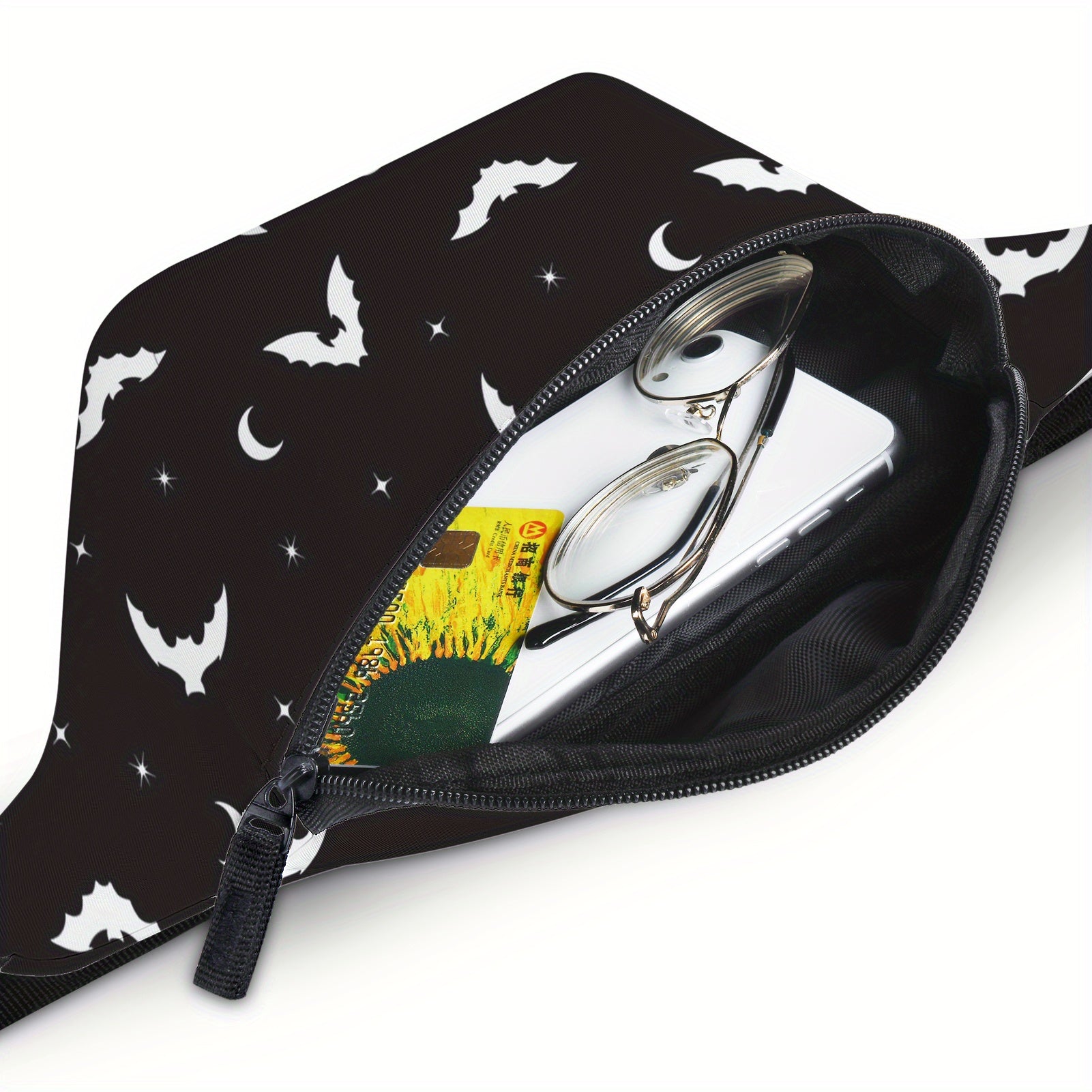 Halloween Bat Print Waist Bag for Outdoor Running