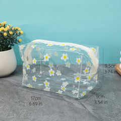 Daisy Flower Pattern Clear Makeup Bag Cosmetic Bag Toiletry Bag