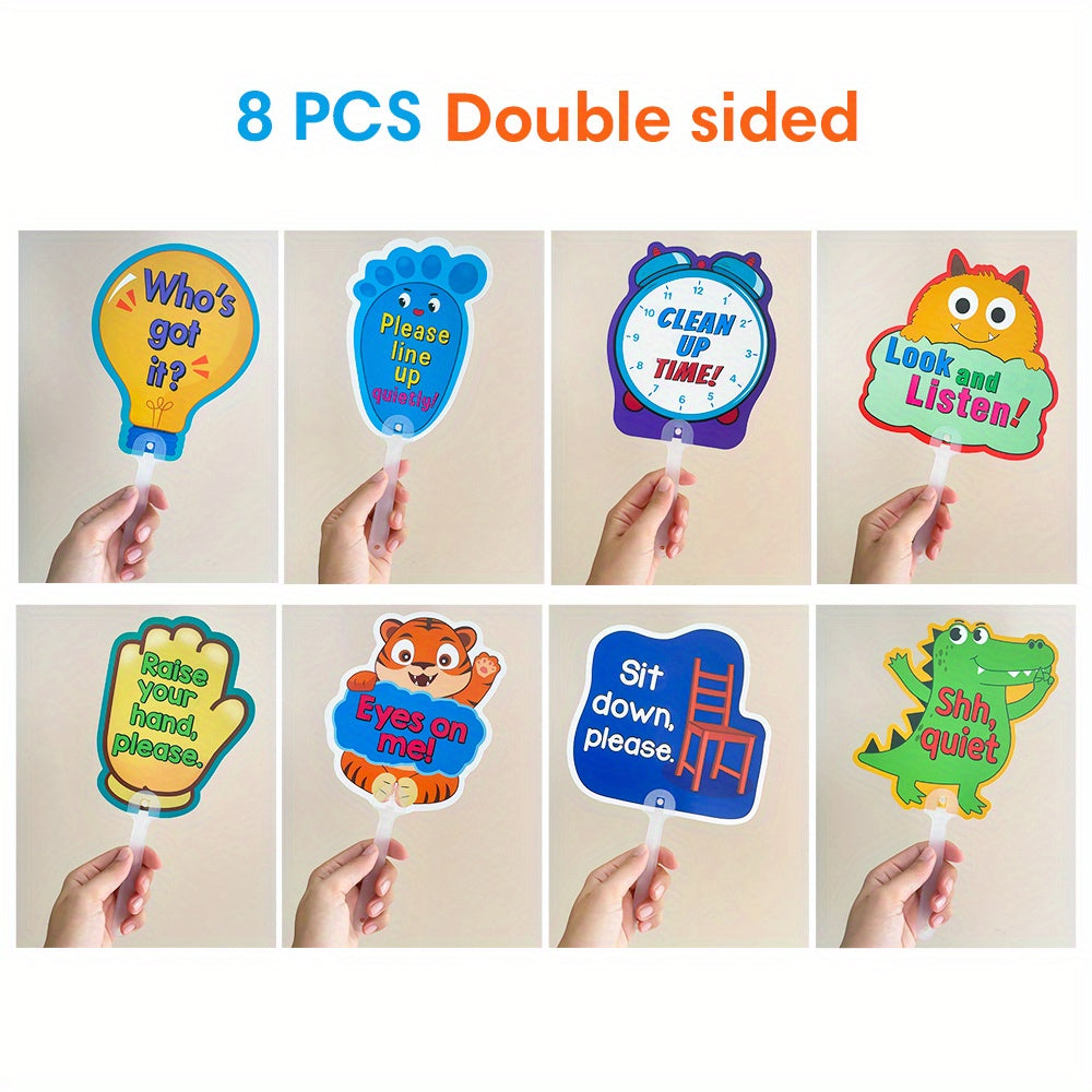 8 Pack Classroom Management Signs Double Sided Plastic Classroom Rules
