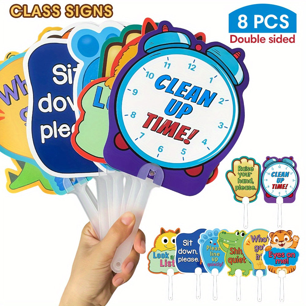 8 Pack Classroom Management Signs Double Sided Plastic Classroom Rules