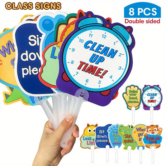 8 Pack Classroom Management Signs Double Sided Plastic Classroom Rules