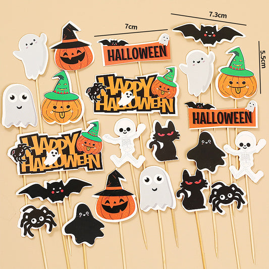 22Pcs Halloween Cupcake Toppers Set for Spooky Dessert Decorating