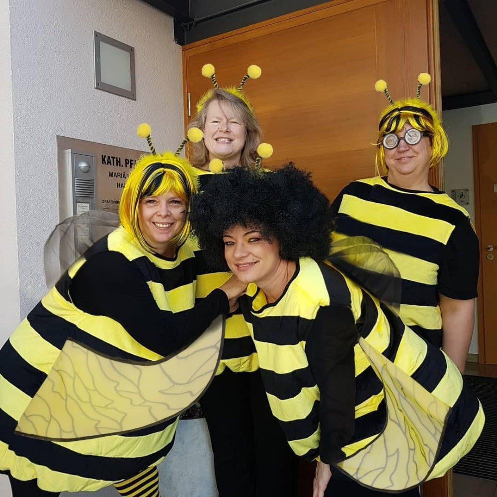 Women's Halloween Bee Costume Dress with Wings Yellow