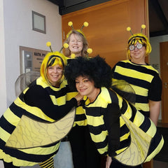 Women's Halloween Bee Costume Dress with Wings Yellow