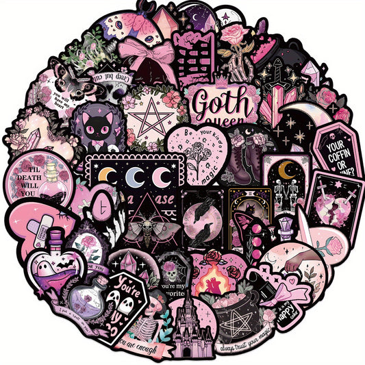 50pcs Gothic & Vinyl Sticker Pack Reusable Cartoon Decals DIY Projects Party Fav