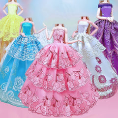 Doll Princess Ball Gown Dresses Party Evening Skirt Bridal Wedding Doll Clothes