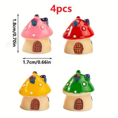4pcs Mushroom Houses Fairy Tale Garden Set