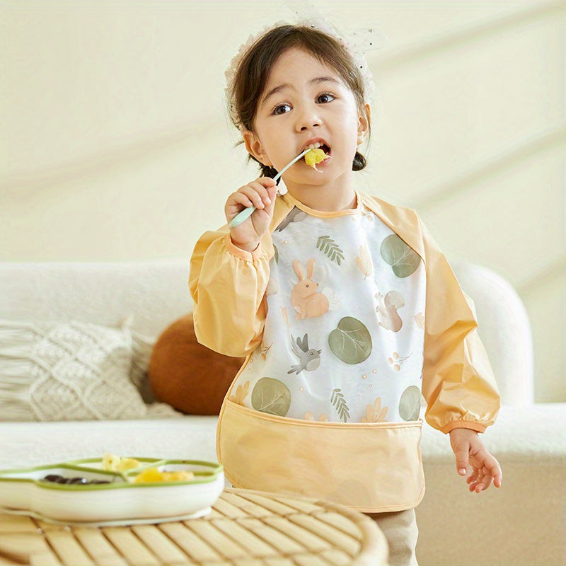 Baby Long Sleeve Cover With Meal Pocket Anti Dirt Bib 6-72 Months