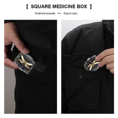 Dragonfly Pill Box 2 Compartment Colored Glass Metal Portable Medicine Case