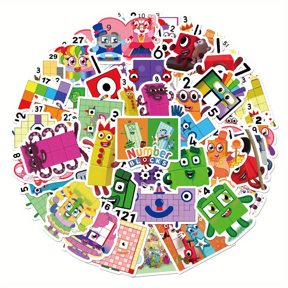 52pcs Numberblocks Cartoon Vinyl Stickers for Kids DIY Customization