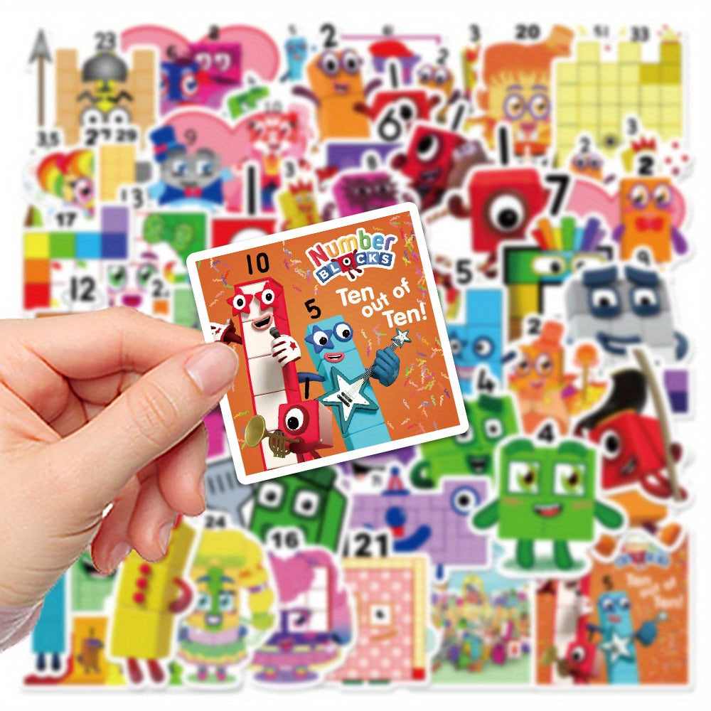52pcs Numberblocks Cartoon Vinyl Stickers for Kids DIY Customization