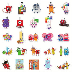 52pcs Numberblocks Cartoon Vinyl Stickers for Kids DIY Customization