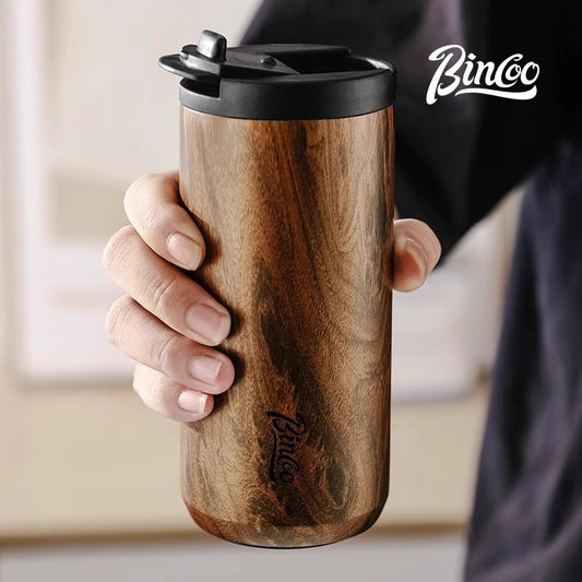 Bincoo Vintage Wood Grain Insulated Coffee Cup