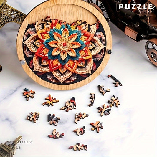 Wooden Flower Brain Teaser Puzzle Challenging 10 Irregular Shape