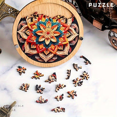 Wooden Flower Brain Teaser Puzzle Challenging 10 Irregular Shape