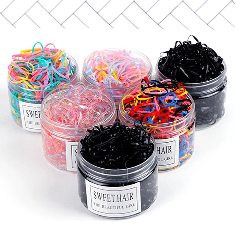 1000pcs Colorful Hair Ties Set for Girls