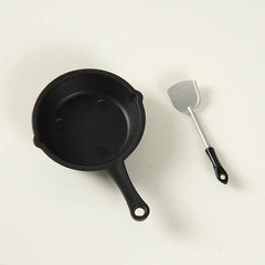 1pc Mini Wok with Spoon Doll Room Kitchen Utensils