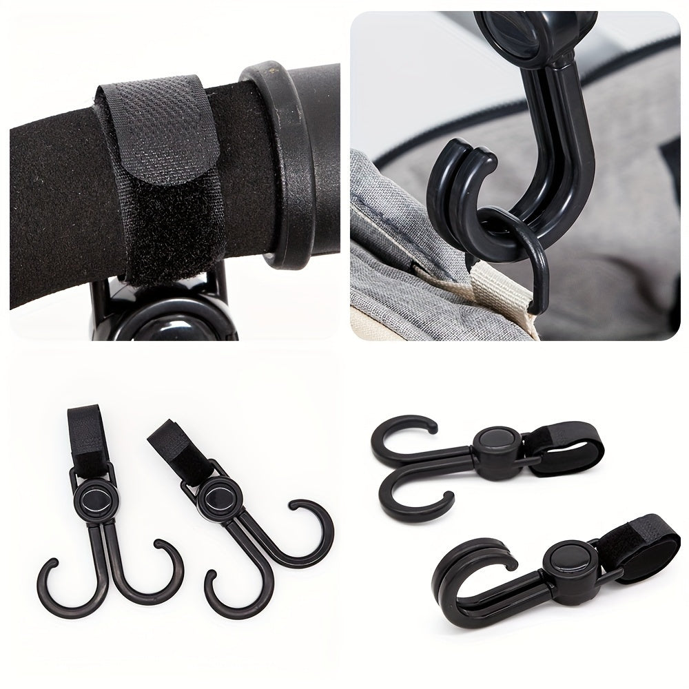 2pcs 360 Rotating Stroller Hooks Durable Organizer Accessory