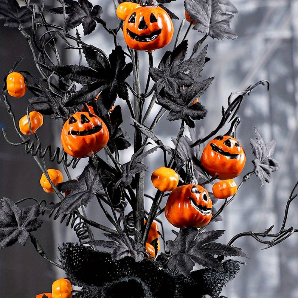 Halloween Pumpkin & Maple Leaf Bouquet Plastic Ornament