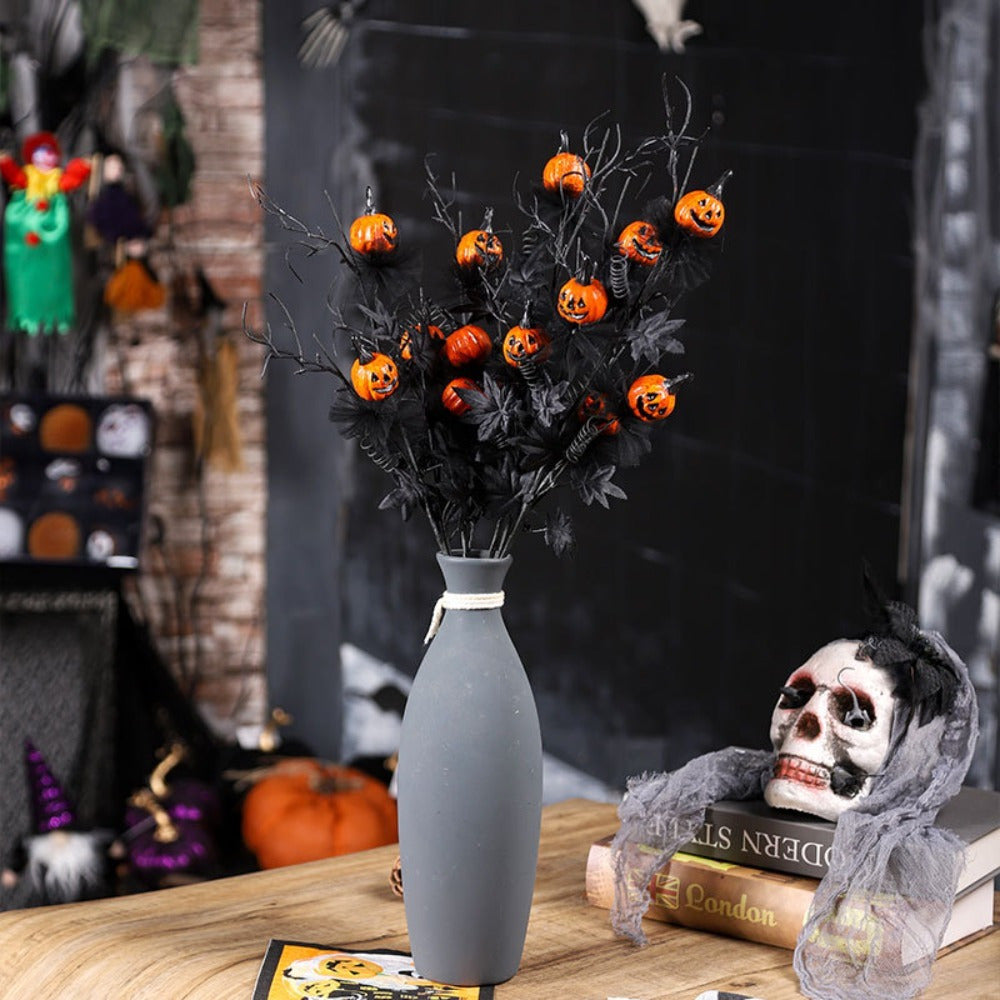 Halloween Pumpkin & Maple Leaf Bouquet Plastic Ornament