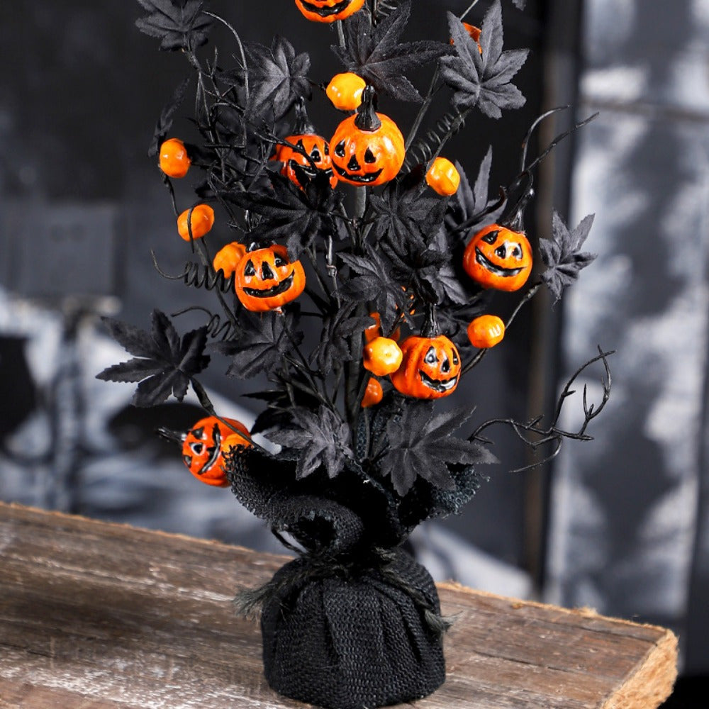 Halloween Pumpkin & Maple Leaf Bouquet Plastic Ornament