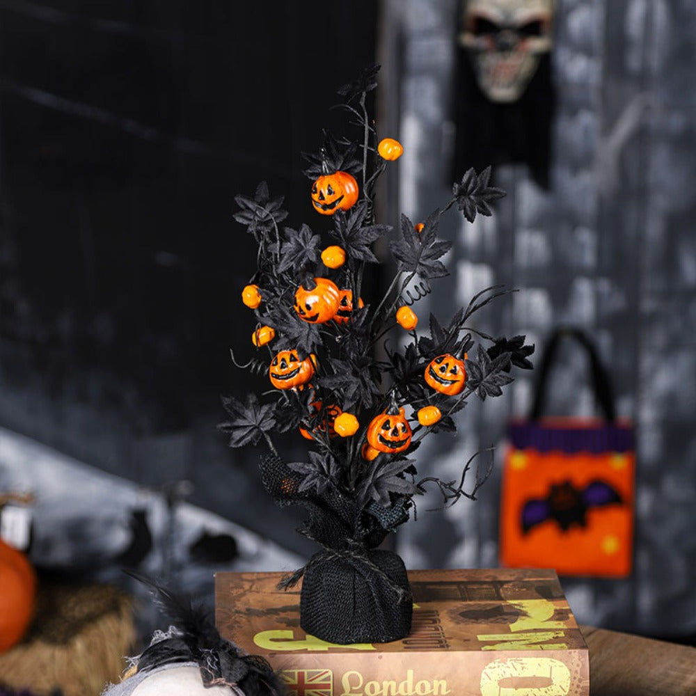 Halloween Pumpkin & Maple Leaf Bouquet Plastic Ornament