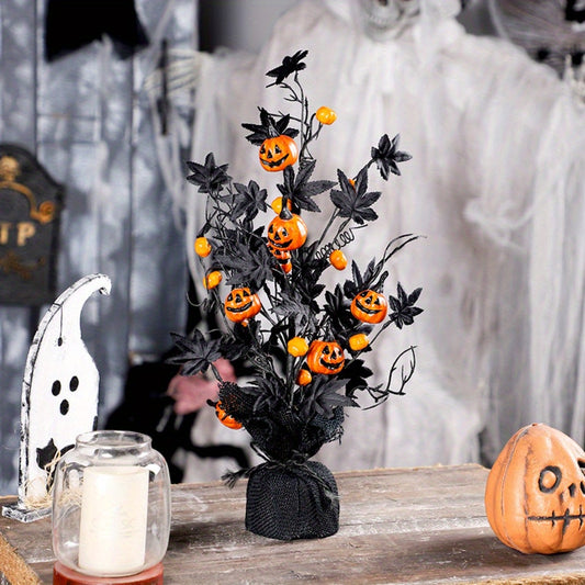 Halloween Pumpkin & Maple Leaf Bouquet Plastic Ornament