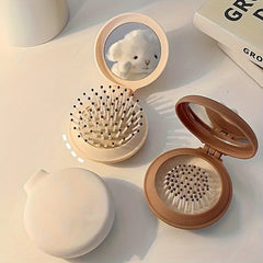 Portable Travel Hair Brush with Mirror Compact Folding Plastic Material