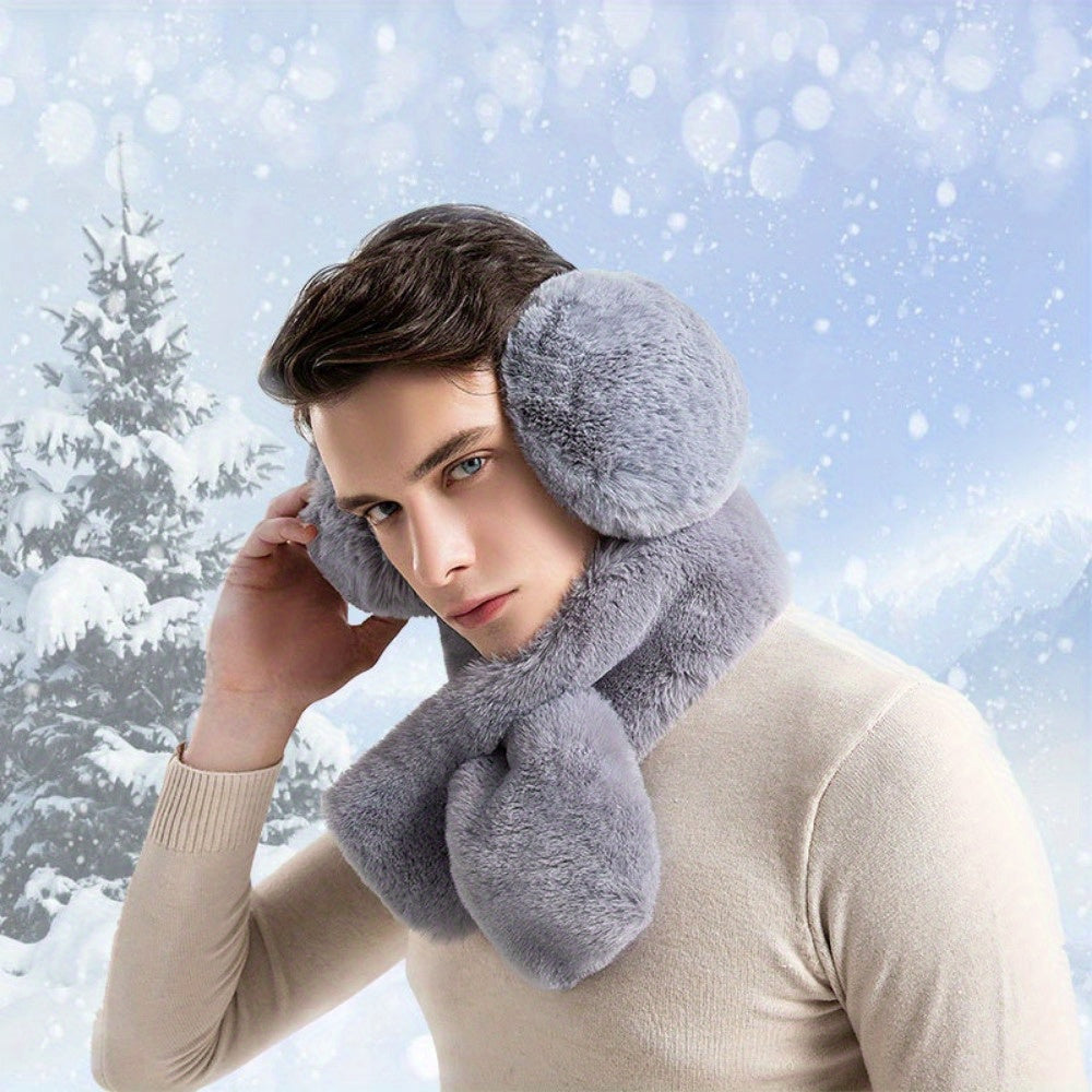 Winter Fashion Plush Scarf & Earmuffs Set for Men