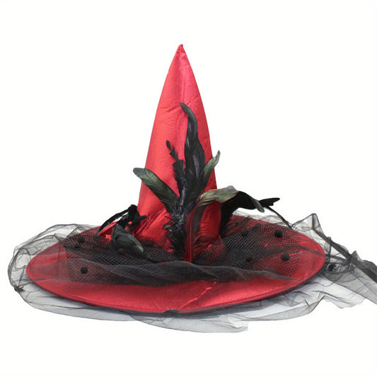 Feather Wizard Hats with Tulle Carnival Costume