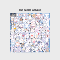 90pcs Cute Bear & Rabbit Waterproof Stickers - Water Cup & Phone Decoration