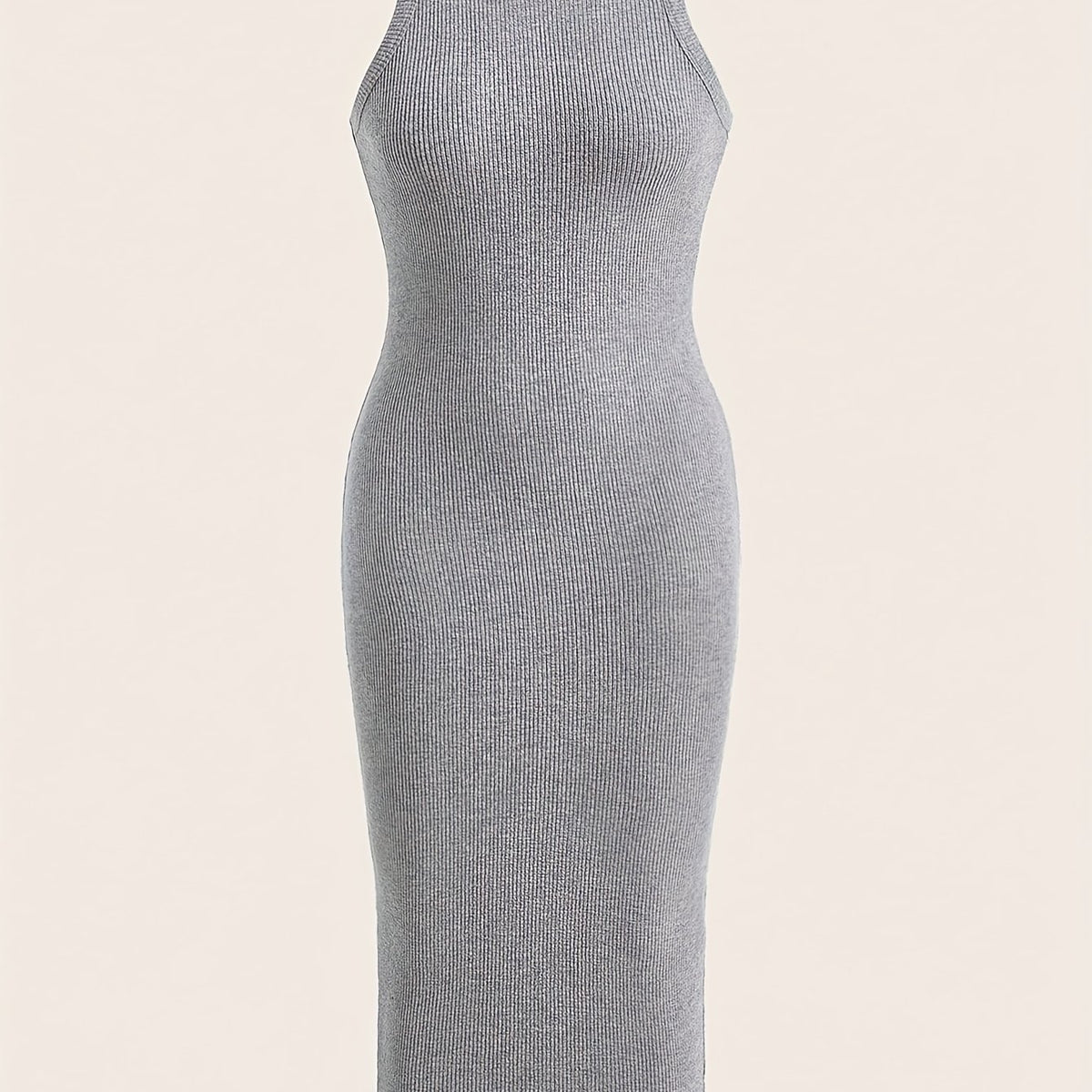  Solid Round Neck Tank Dress
